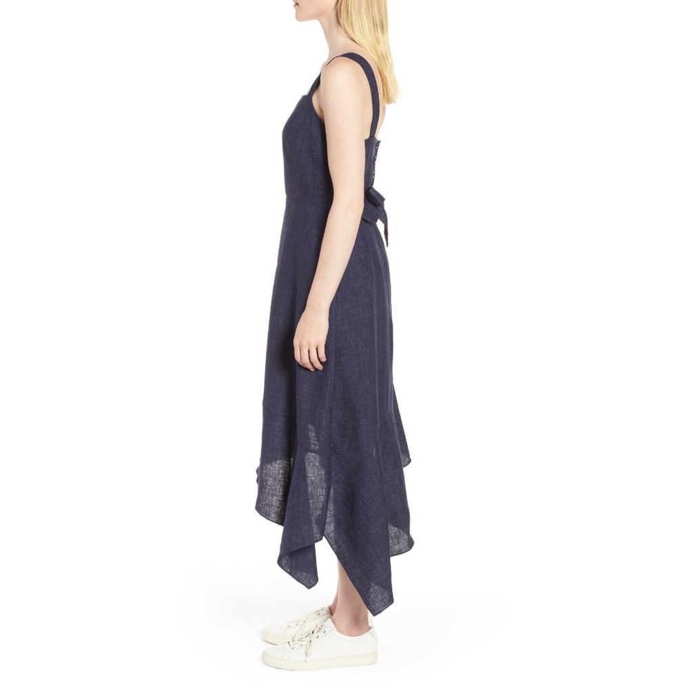 NWT Nordstrom Signature Asymmetric Hem Linen Dress - Picture 3 of 3
